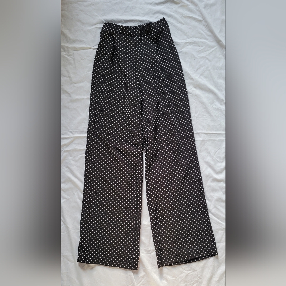 Ultra Flirt Black and White Patterned Wide Leg Pants